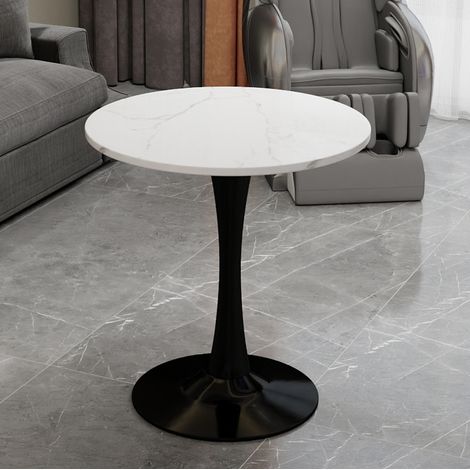 Mesa auxiliar fija 70x70x72 cm de metal efecto mármol negro FloraGrace (1/5)