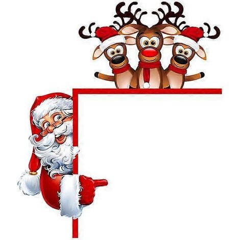 Décoration de porte de Noël en bois avec motif de Père Noël, ange et renne. Ornement d'angle pour porte de Noël. Décoration de Noël pour la maison. (1/5)