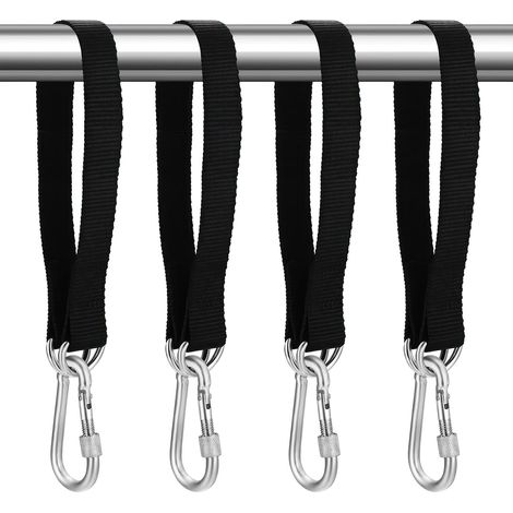 Set di 4 cinghie per amaca, 50 cm x 25 mm, cinghie per appendere altalene ad albero, cinghie per amaca, cinghie di fissaggio per amaca da giardino, con 4 moschettoni e 4 anelli a D. (1/5)
