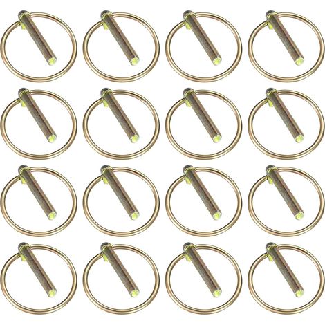 16 Pcs M6 Goupille de Lynch avec Anneau, Goupille Fendue, Goupille Agricole pour Tracteurs Agricoles, Assortiment de Goupilles Clips Sécurité Rond pour Remorques, Camions, Tondeuses, Chariots (1/5)