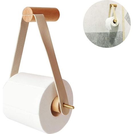 Porte-Rouleau En Bois Créatif Rangement De Salle De Bain Distributeur De Serviettes En Papier Porte-Papier Toilette Boîte Accessoires De Salle De Bain (Blanc) (1/5)