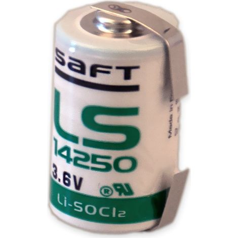 SAFT Lithium-Batterie LS 14250-CNR, 1/2AA, mit U-Lötfahne, 3,6 V-, 1200 mAh