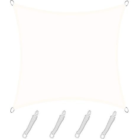 Voile d'ombrage Rectangulaire Carré 3x3m Color Crème,Toile Imperméable Une Protection des Rayons UV à 95%, pour en Plein air, Jardin & terrasse, Piscine (1/4)