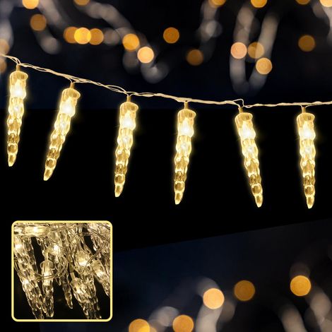 Jiubiaz Eiszapfen Lichterkette LED 2er Set 40 LEDs 5M Warmweiß Weihnachten Deko Weihnachtsdeko Eisregen Fenster Beleuchtung 8 Modi (1/5)
