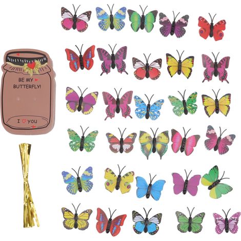 Set de cartes de vœux colorées pour échange, papillon, surface lisse, joli cadeau Saint-Valentin (1/5)
