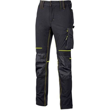 U-POWER PANTALONE ATOM SLIM FIT NERO-GIALLO TG.XL
