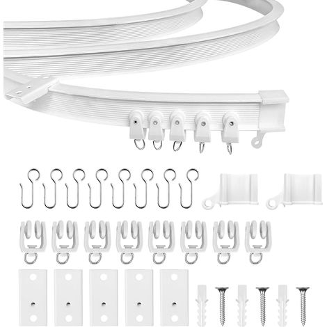 Rail de rideau de plafond flexible- Avec roulettes silencieuses - Pour baie vitrée - Idéal pour fenêtre de douche, séparateur de pièce de camping-car, intimité et décoration de la maison (blanc, 1m) (1/5)