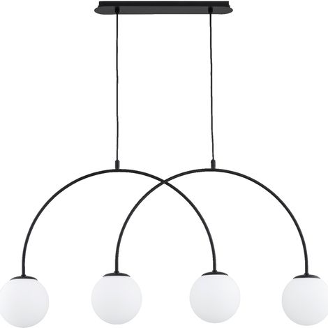 Suspension noire arc, globes blancs 4xE14 Bendo Alfa (1/3)