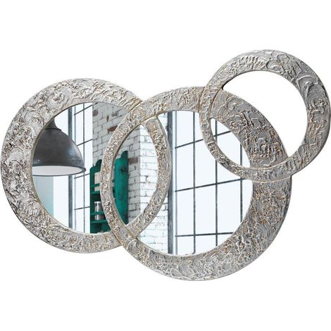 Pintdecor Specchio Circles Piccola Specchiera sagomata, legno composito, Argento, Oro, 74 x 50 cm, Made in Italy (1/2)