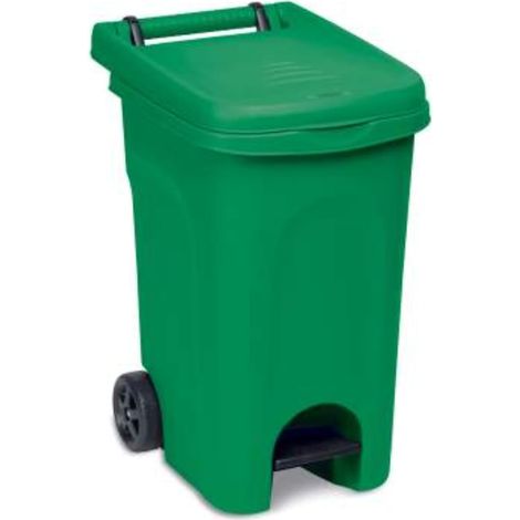 Pattumiera Bidone Immondizia con Ruote e Pedale Verde 60 Litri (1/2)