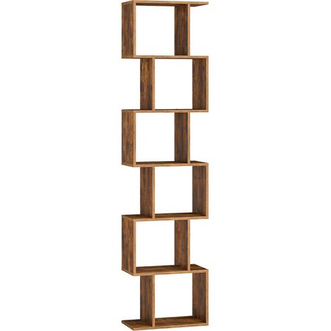 Vasagle – Bibliothèque moderne marron rustique – Étagère à 6 niveaux 24 x 40 x 191 cm – Capacité 10 kg par compartiment – Design élégant pour salon et bureau