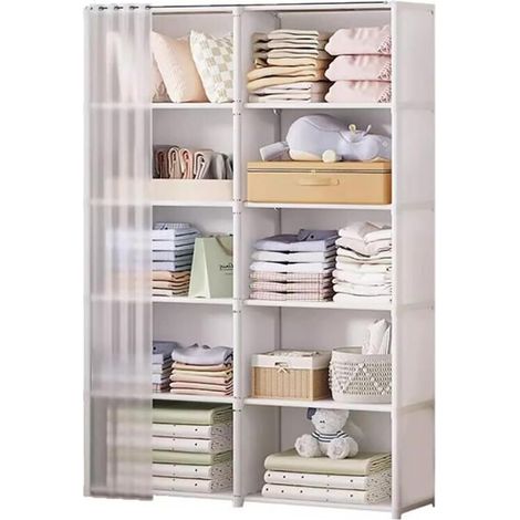 Treetalk – Offener Kleiderschrank 80x28x155 cm – 6 Regalböden und 2 Reihen – Stahlrohr und ABS-Platte – Stabile Kleiderstange (1/5)