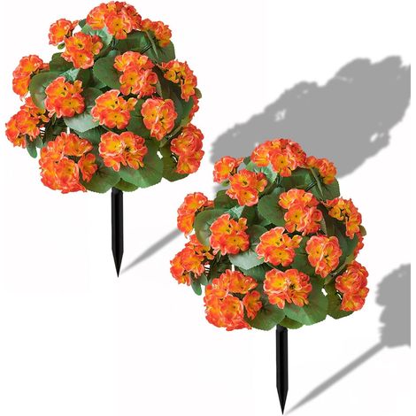 Lot de 2 fleurs artificielles extérieures avec tige au sol, Résistantes aux UV – Ne décolorent pas – Sans entretien – Idéales pour jardin, porche, terrasse (1/5)