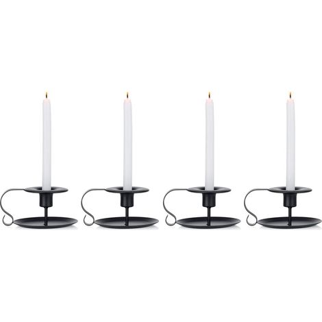 4 Pièces Étagère de Bougeoir Vintage en Forme de Cône en Fer Forgé, Chamberstick Bougeoir Long avec Poignée et Plateau, pour la Décoration de Chandelier Noël Restaurant Salle (1/5)