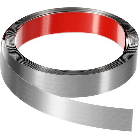 Moulure Adhesive Decorative Murale, Moulure Flexible en Acier Inoxydable, Peel and Stick Wall Molding, Moulure Encadrement pour Cadres de Miroir, Murs, Cheminées (Brossé argenté, 5 m x 25 mm) (1/5)
