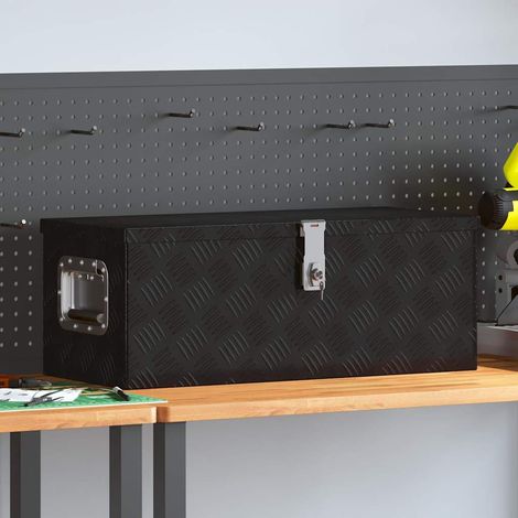vidaXL Boîte de rangement Noir 70x31x27 cm Aluminium (1/5)