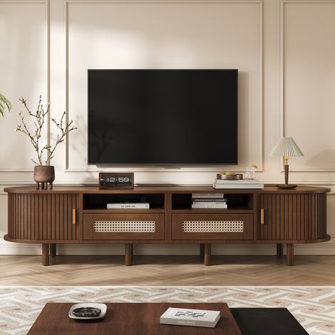 meuble tv rangement salon ovale 170 cm bois fonce OKMYHOME (1/5)