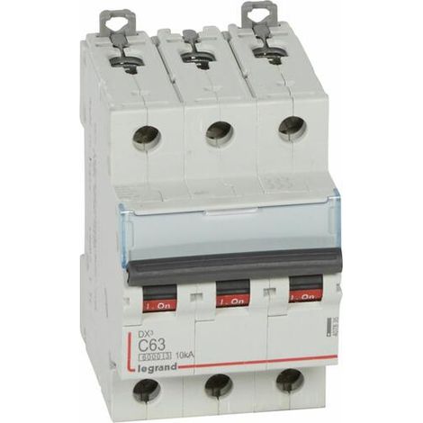 Disjoncteur DX³6000 10kA arrivée haute et départ bas à vis 3P 400V - 63A - courbe C - pour peigne HX³ traditionnel - LEGRAND