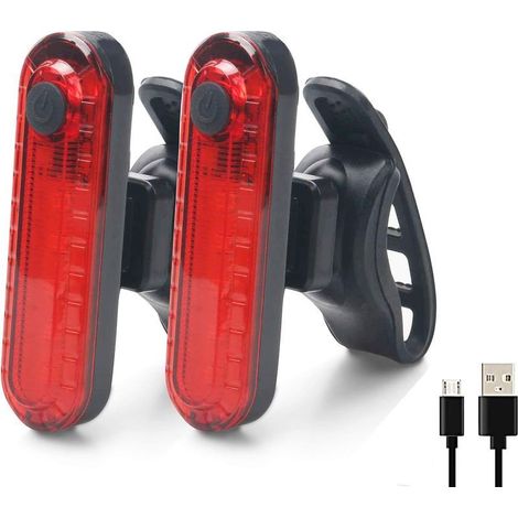 Feux Arriere Vélo - 2 Pièces Eclairage Arrière Vélo, USB Rechargeable COB LED Lampe de Vélo Arrière Imperméable, 4 Modes d'éclairage pour Assurer la Sécurité et Visibilité (1/5)