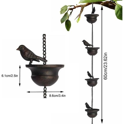 Chaîne de pluie JeiibrZui noire - Chaîne de drainage de 1,2 m avec motif de lys - Décoration de jardin en aluminium durable pour la gestion des eaux de gouttière (1/5)