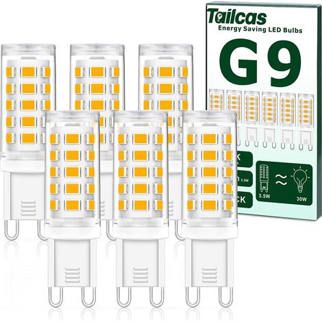 Ampoule LED G9 3,5 W 350 lm 3000 K blanc chaud, équivalent à une ampoule halogène de 40 W, sans scintillement, diffusion à 360°, non dimmable, 220-240 V CA, lot de 6 (1/5)