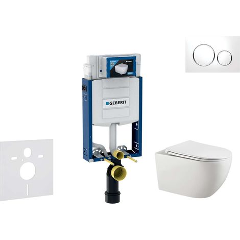 Geberit Kombifix - Conjunto de módulo de instalación empotrada, inodoro Gaia y asiento softclose, pulsador de descarga Sigma20, blanco/cromo SANI15CA3117 (1/5)