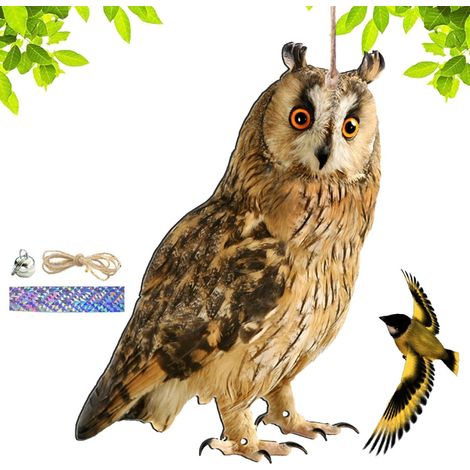 Hibou Effaroucheur Oiseaux, Hibou Anti Corbeau Anti-Pigeon, Hibou Épouvantail Pendentif Jardin Protecteur, Répu Lsif pour Oiseaux en Forme De Hibou pour Balcon Potager Jardin (1/5)