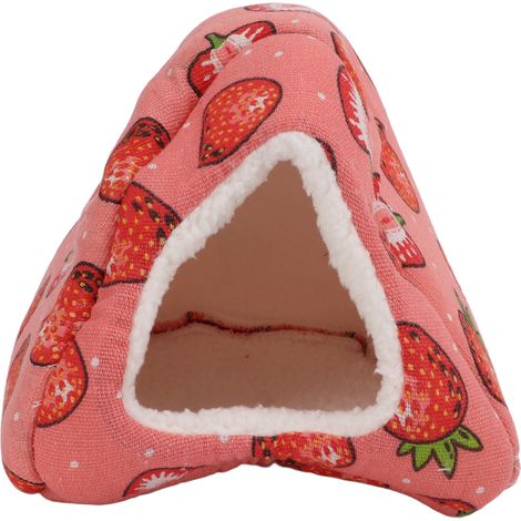 Nid En Coton Pour Petit Animal - Abri Chauffant Forme Fraise - Pour Hamster Cobaye Lapin - 20x20x20cm (1/5)