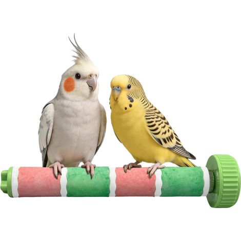 Parrot Perches, Sandblasted Rough Surface Parrot Perches, Abrasive Sticks for Parakeet Beak and Claw (Green and Pink) (1/5)