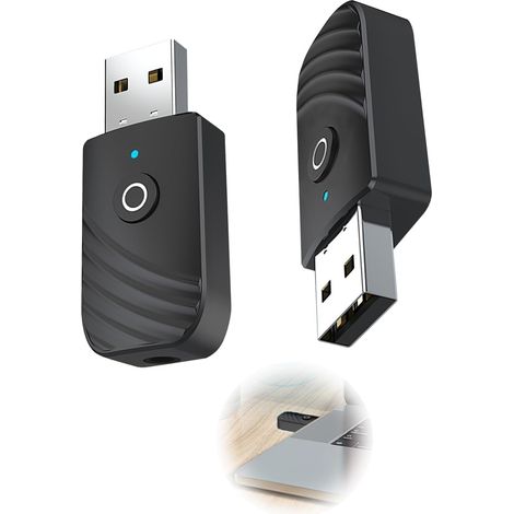 Adaptateur Bluetooth TV 2 en 1, Émetteur/Récepteur Audio Bluetooth 5.0, Jack 3,5 mm + Alimentation USB, pour TV, Voiture, Enceinte et Casque Bluetooth, Lot de 2 (1/5)
