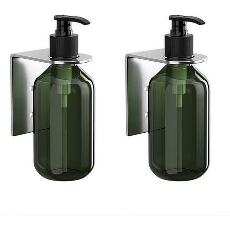 Set aus 2 Mehrzweck-Seifenspendern zur Wandmontage (300 ml) mit Handpumpe für verschiedene flüssige Produkte (silber)