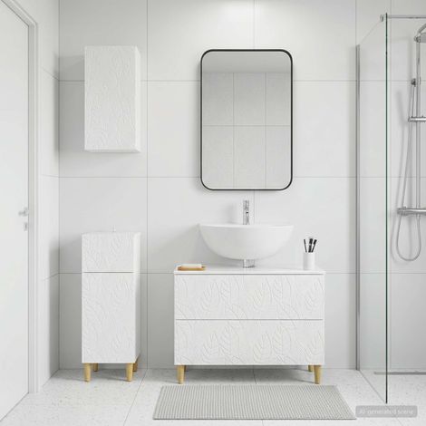 vidaXL 3 Piece Bathroom Cabinet Set DELFT High Gloss White (1/5)
