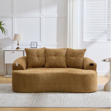 divano seduta 164x92x60 relax profondo chenille senape HAVRYA (1/5)
