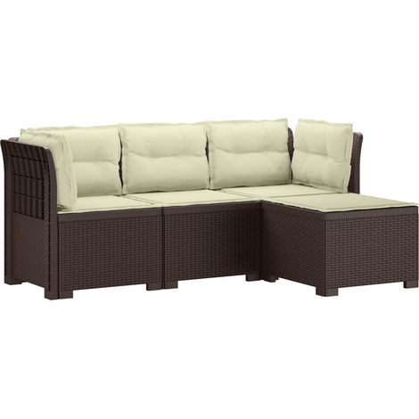 4-Sitzer Garten Sofa mit Kissen Rattan Look PP Braun vidaXL (1/5)