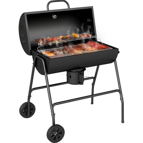Barbecue a carbone in metallo con coperchio, termometro e ruote MODENUIT (1/5)