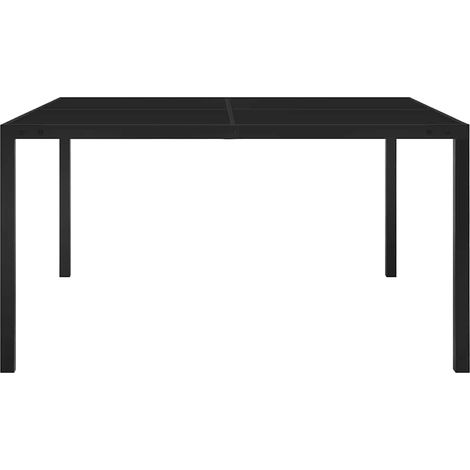 Maison Exclusive - Tavolo da Giardino 130x130x72 cm Nero in Acciaio e Vetro (1/5)