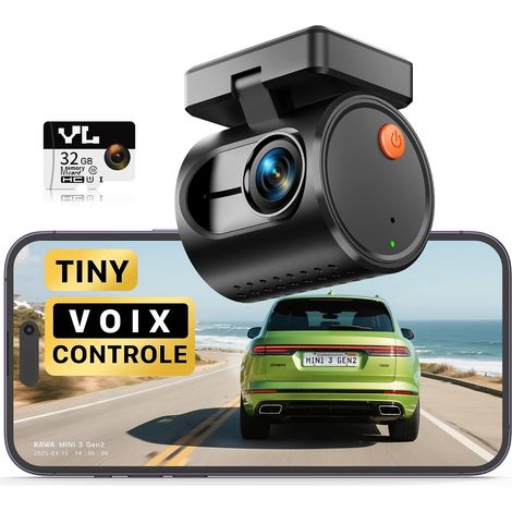 Mini Dash Cam 2K,Controllo Vocale & Telecamera Auto WiFi (1/5)