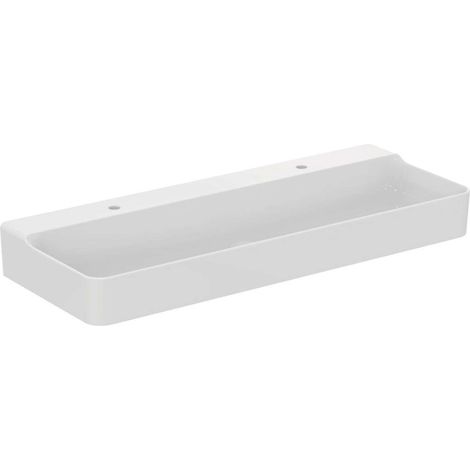 Lavabo CONCA 1200x450x165mm bianco 2 fori rubinetteria, senza troppopieno IDEAL STANDARD (1/4)