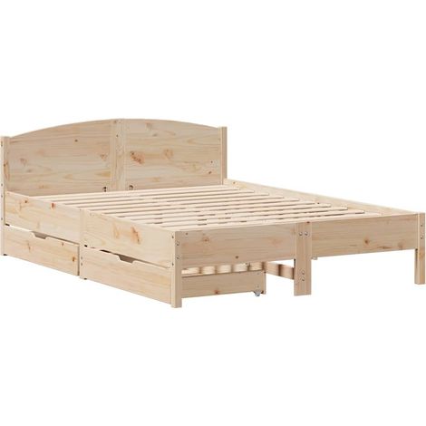 vidaXL Cadre de lit sans matelas 135x190 cm bois de pin massif (1/5)