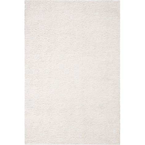 Tapis Rond à Poils Longs doux SOFTY, Tapis de Salon, Chambre, Couloir (Blanc Crème - 200x200cm) (1/5)