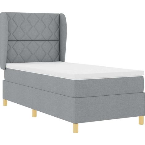 Box Spring Bed with Mattress Dark Grey 90x190 cm Fabric vidaXL (1/5)