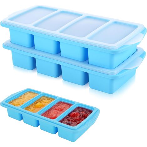 Ensemble de 2 récipients de congélation en silicone avec couvercles, idéaux pour conserver soupes, sauces et autres préparations culinaires. Moule en silicone compatible lave-vaisselle, 250 ml (1 tass