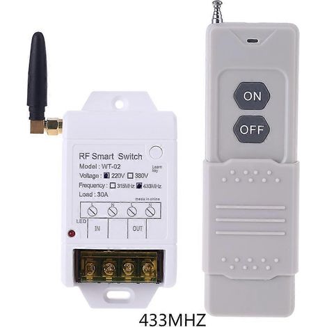 Récepteur de télécommande sans fil AK-WT-02 30A avec voyant LED - 433 MHz (1/4)