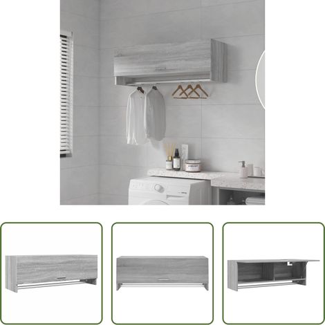 Holzkleiderschrank -  Kleiderschrank Grau Sonoma 100x32,5x35 cm Holzwerkstoff (1/5)