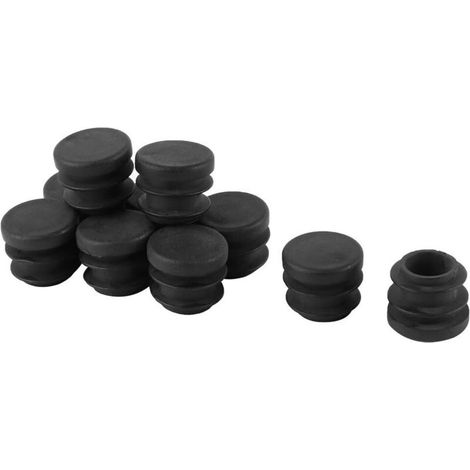 10pcs Bouchon Pied de Chasie Embout Capuchon Jambe Tube Insert Table Meuble Protection Rond Noir 16 mm diamètre en Plastique Patins Pieds de Meuble