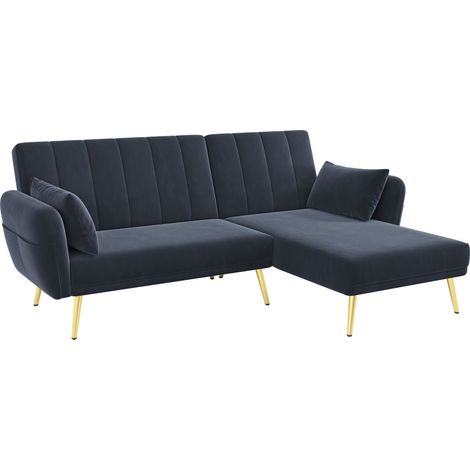 Canapé-lit moderne en L, canapé d’angle avec angle supplémentaire, canapé d’angle avec fonction couchage, adapté au salon, à la chambre, au home cinéma et à la chambre d’amis. Avec vidéo (1/5)