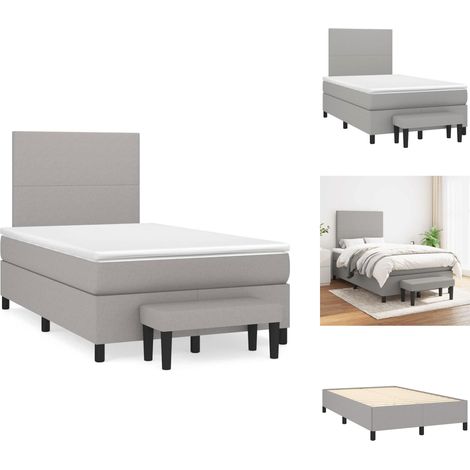 Boxspringbett mit Matratze Hellgrau 120x190 cm Stoff - Boxspringbett - Doppelbett - Bettenrahmen - Schlafsofa - Hellgraues Bett (1/5)