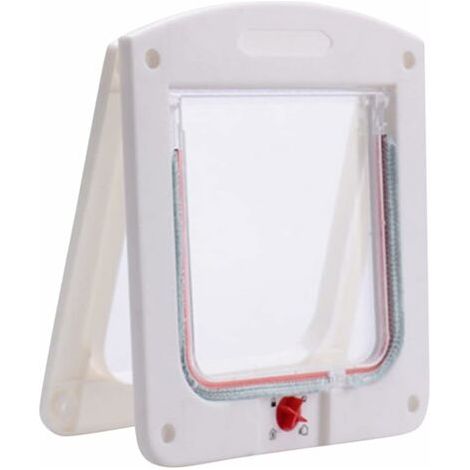 Porte pour chat murale avec accès magnétique pour chats et petits chiens, tunnel inclus (blanc) (1/4)