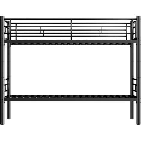 Lit superposé enfant 90x200 pin massif sommier lattes noir (1/5)
