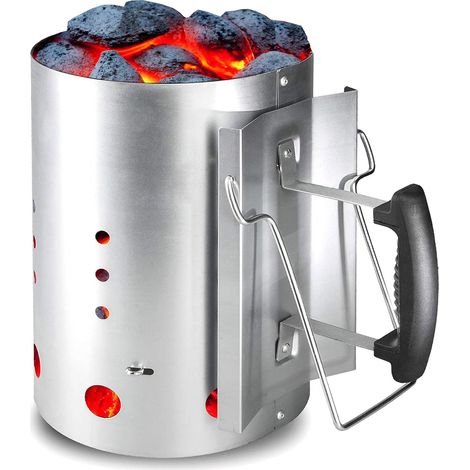 30 x 19cm Démarreur de Cheminée pour Weber 7416 ou Autres Barbecues au Charbon, Cheminée d'allumage avec Poignée de Sécurité Allume-feu BBQ, Démarreur Rapide au Charbon pour Les Grillades (1/5)